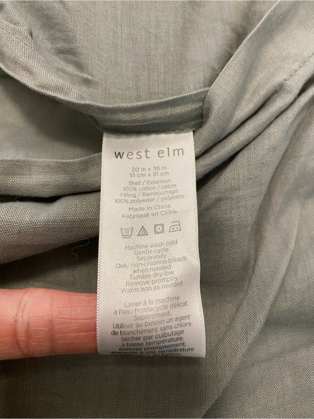 West elm White Cotton Quilted Gray King Shams- set of 2